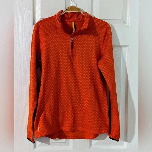Lole Women's 1/4 Zip Long Sleeve Size Medium Paprika Orange Reflective Athletic - Picture 1 of 10